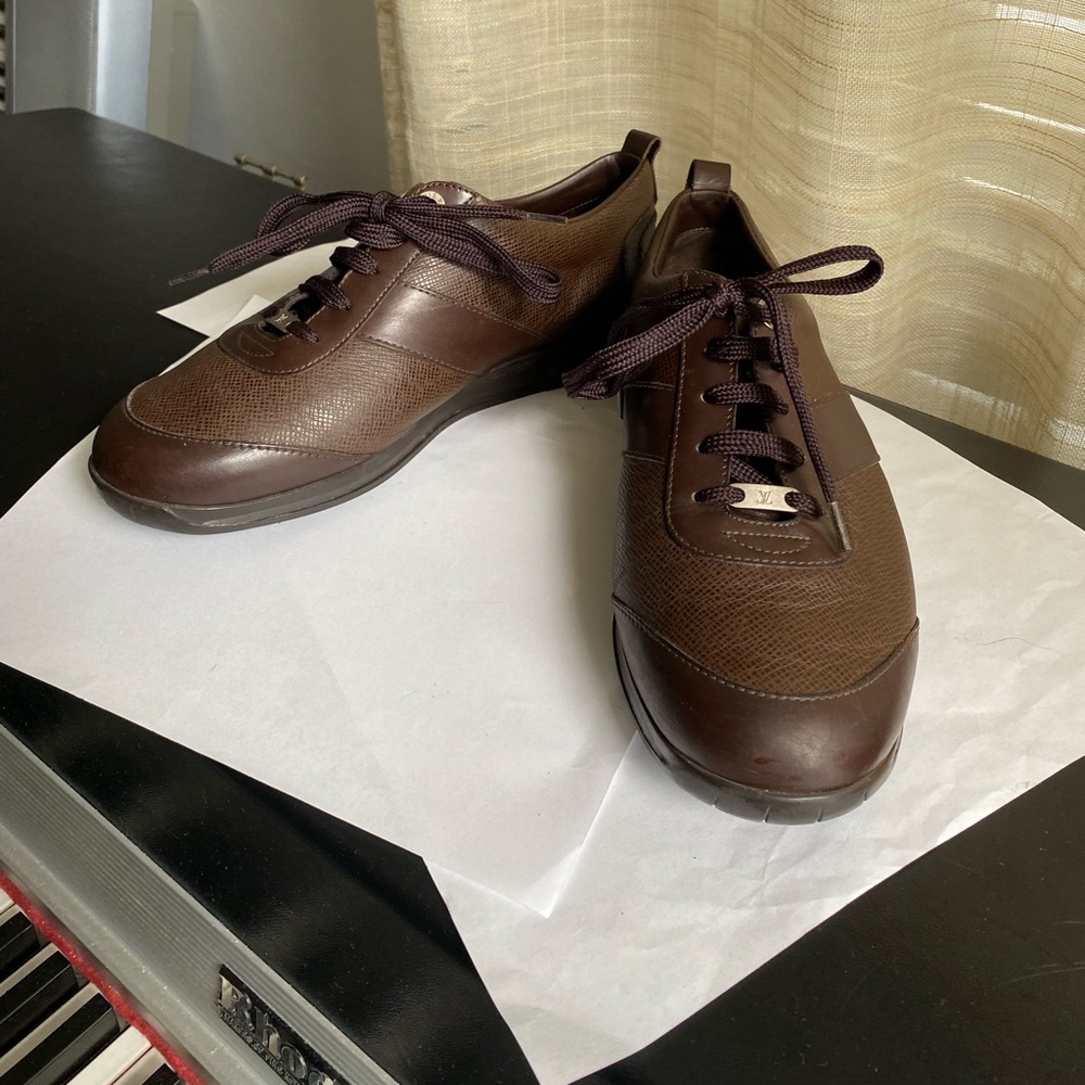 Louis Vuitton Brown Leather Men's Shoes LV sneakers - Picture 2 of 16